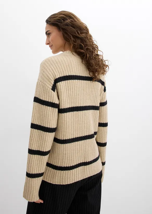 Oversize-Pullover mit Wollanteil in beige von hinten (im Anschnitt) - bonprix Oversize-Pullover mit Wollanteil in beige von hinten (im Anschnitt) - bonprix