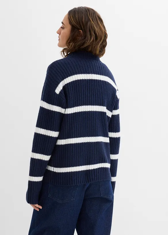 Oversize-Pullover mit Wollanteil in blau von hinten (im Anschnitt) - bonprix Oversize-Pullover mit Wollanteil in blau von hinten (im Anschnitt) - bonprix