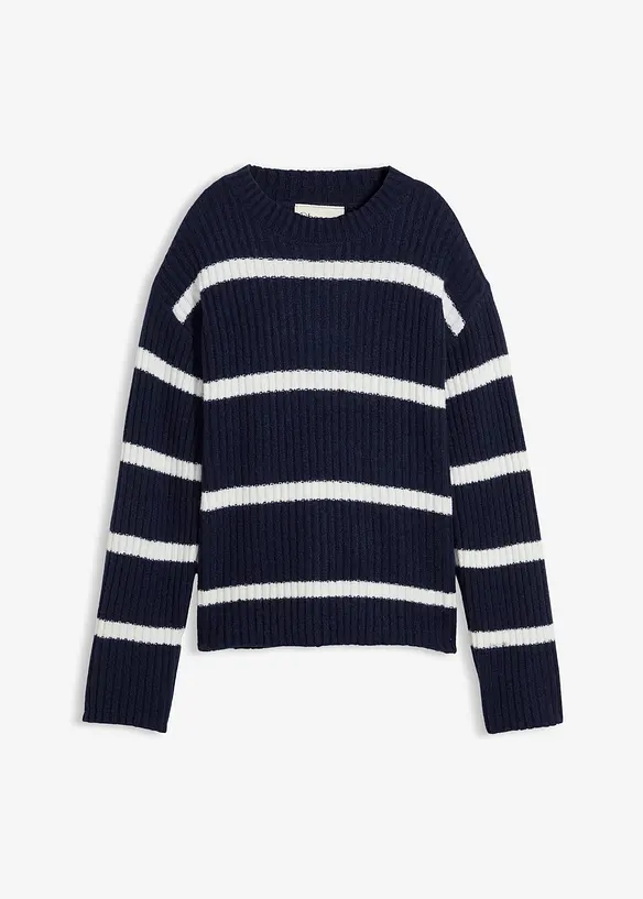 Oversize-Pullover mit Wollanteil in blau von vorne - bonprix Oversize-Pullover mit Wollanteil in blau von vorne - bonprix
