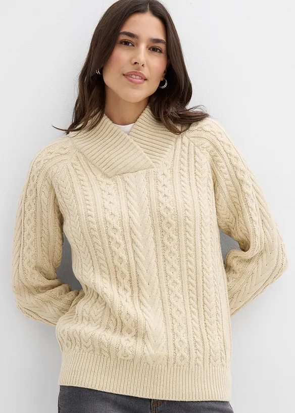 Pullover in beige von vorne (im Anschnitt) - bonprix Pullover in beige von vorne (im Anschnitt) - bonprix