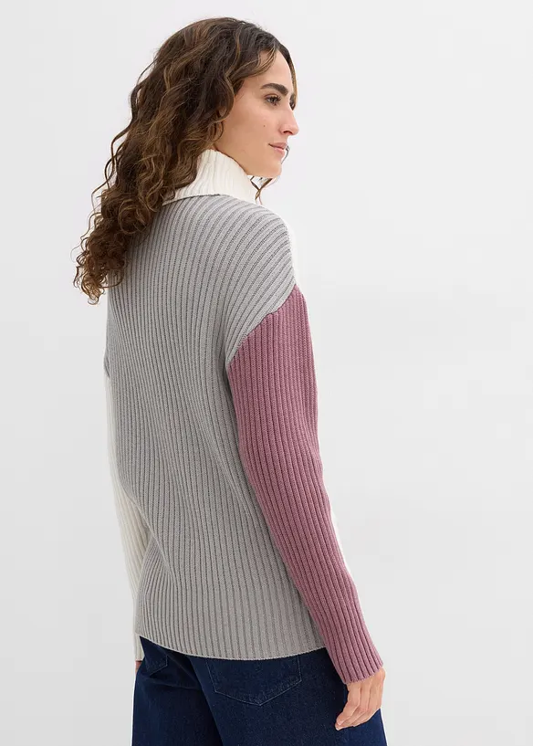 Rollkragenpullover in weiß von hinten (im Anschnitt) - bonprix