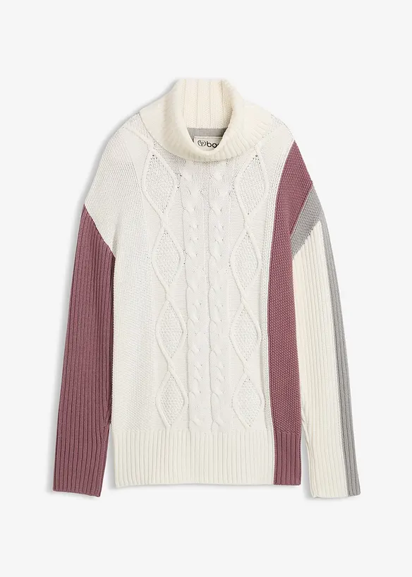 Rollkragenpullover in weiß von vorne - bonprix