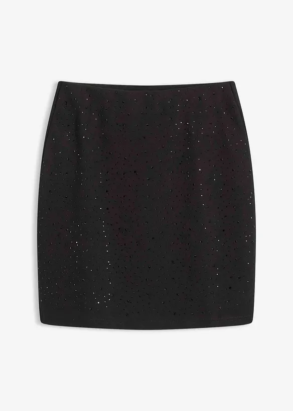 Minirock mit Glitzer-Effekt in schwarz von vorne - bonprix