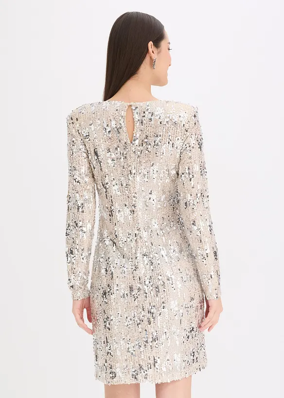 Knielanges Paillettenkleid in gold von hinten (Totalaufnahme) - bonprix