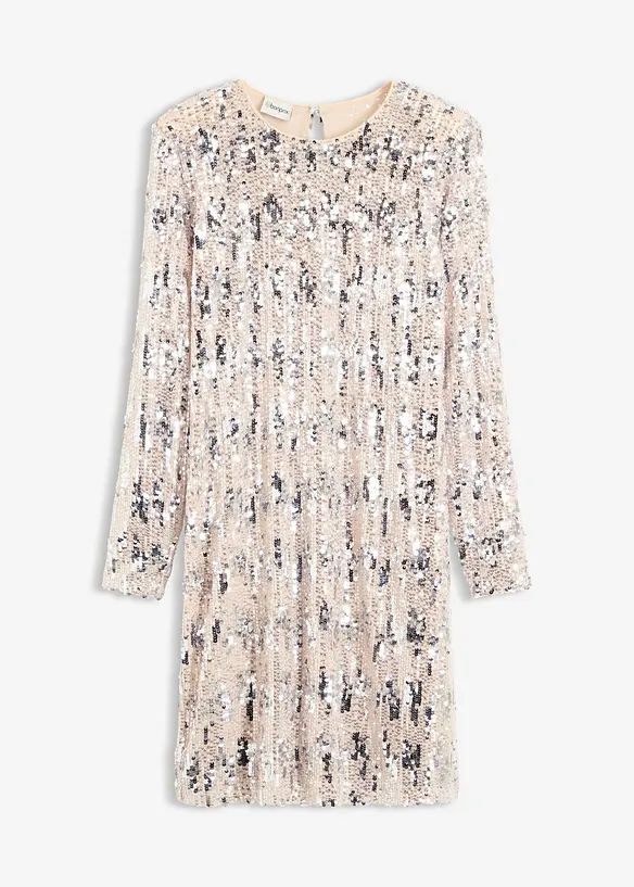 Knielanges Paillettenkleid in gold von vorne - bonprix