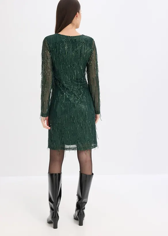 Paillettenkleid mit Fransen in grün von hinten (Totalaufnahme) - bonprix