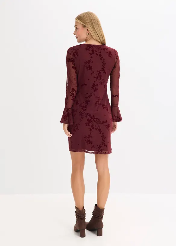 Figurbetontes Minikleid mit Mesh in rot von hinten (Totalaufnahme) - bonprix