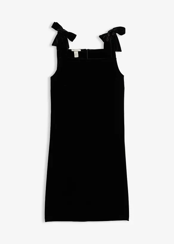 Minikleid aus softem Samt in schwarz von vorne - bonprix Minikleid aus softem Samt in schwarz von vorne - bonprix