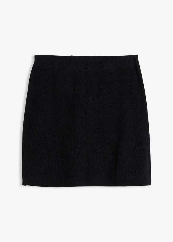 Kurzer Strickrock in schwarz von vorne - bonprix Kurzer Strickrock in schwarz von vorne - bonprix