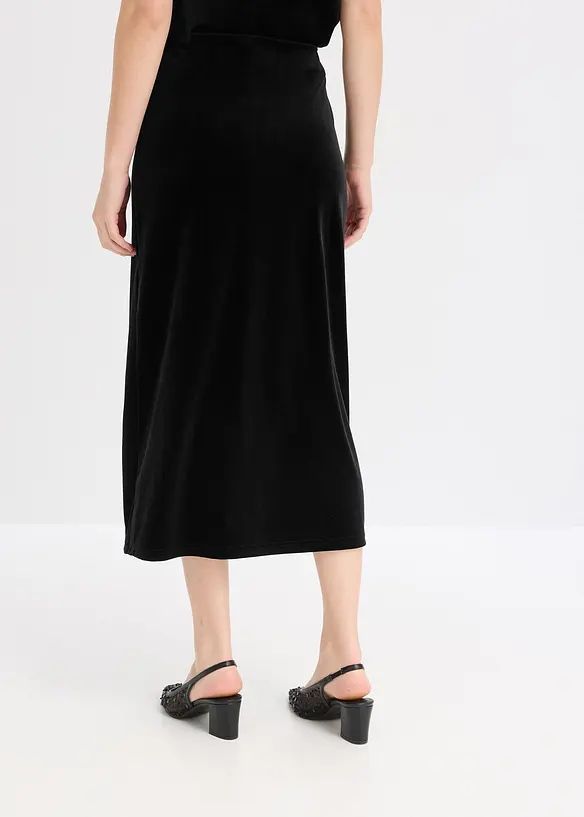 Midirock aus softem Samt in schwarz von hinten - bonprix Midirock aus softem Samt in schwarz von hinten - bonprix