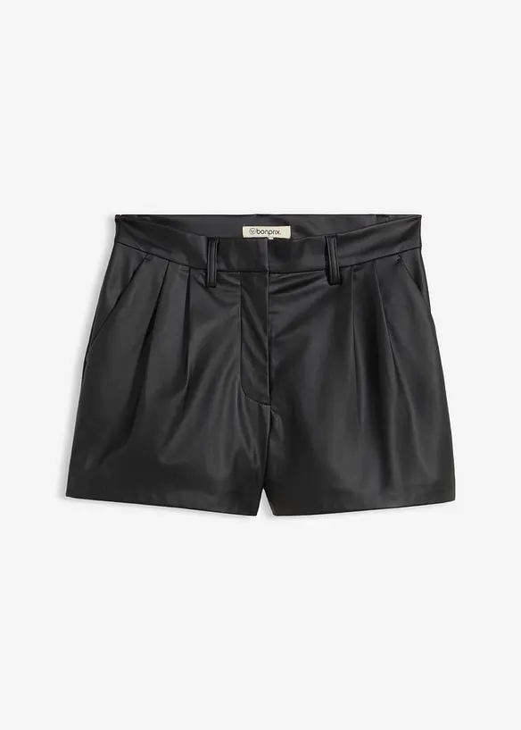 Kurze Lederimitat-Shorts in schwarz von vorne - bonprix Kurze Lederimitat-Shorts in schwarz von vorne - bonprix