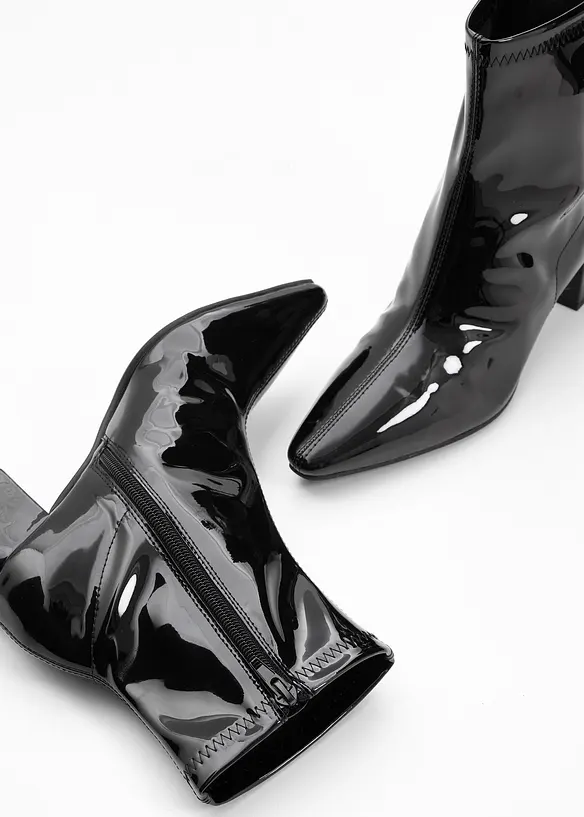 Stiefeletten in Lack-Optik in schwarz - bonprix