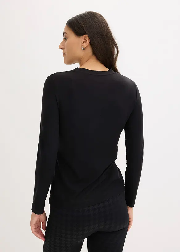 Leichtes Thermo Langarmshirt in schwarz von hinten (im Anschnitt) - bonprix