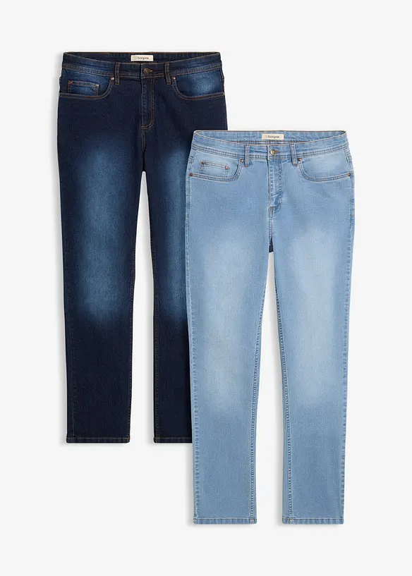 Regular-Fit-Jeans (2er Pack) in blau von vorne - bonprix