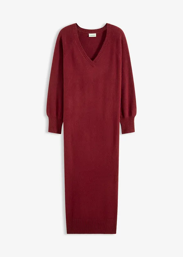 Oversized Strickkleid in Midilänge in rot von vorne - bonprix