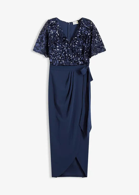 Maxikleid mit Paillettenstickerei in blau von vorne - bonprix