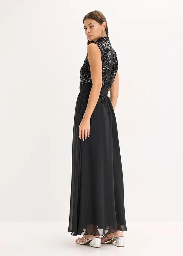 Maxikleid in schwarz von hinten (Totalaufnahme) - bonprix