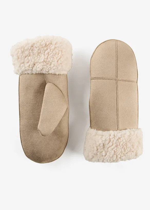 Fäustlinge in beige von vorne - bonprix