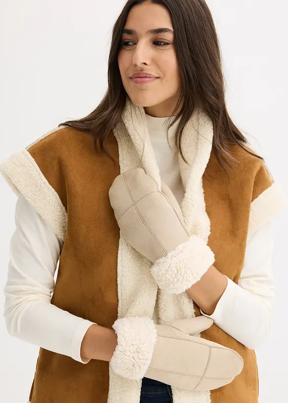 Fäustlinge in beige von vorne (im Anschnitt) - bonprix