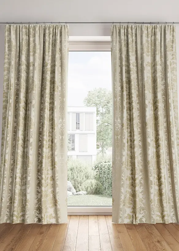 Abdunkelnder Vorhang aus gewebtem Jacquard, in vielen Größen (1er Pack) in beige - bonprix