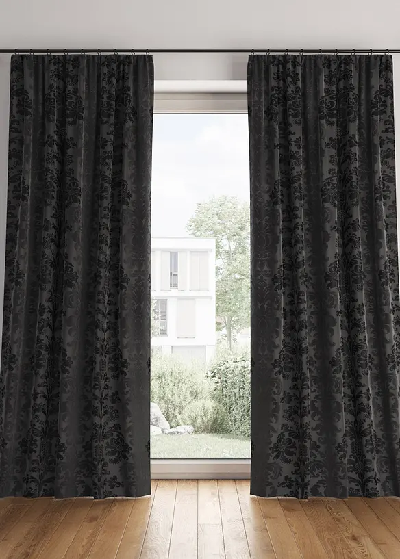 Abdunkelnder Vorhang aus gewebtem Jacquard, in vielen Größen (1er Pack) in schwarz - bonprix