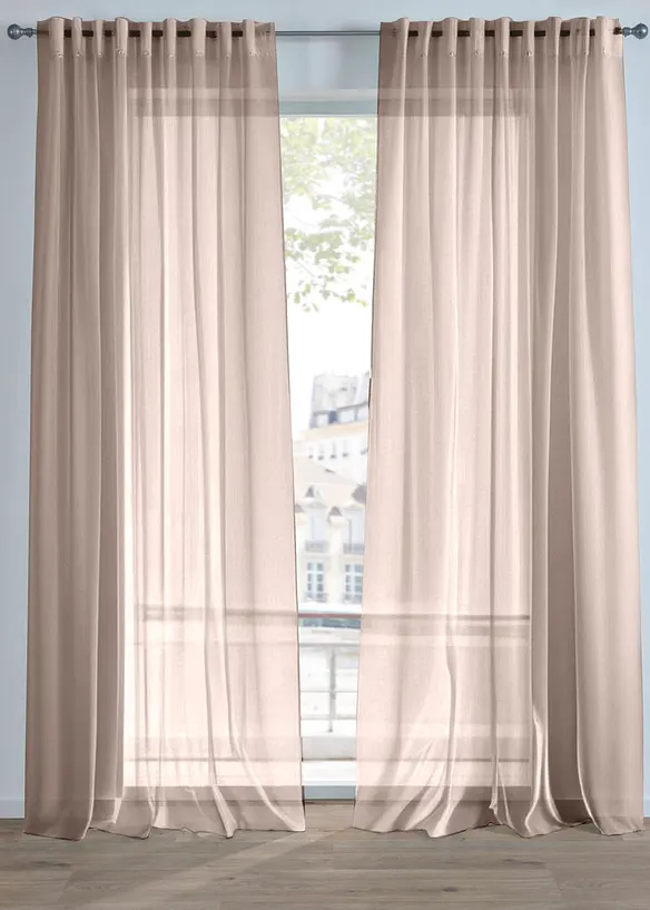 Gardine aus feiner Batist Struktur (1er Pack) in grau - bonprix