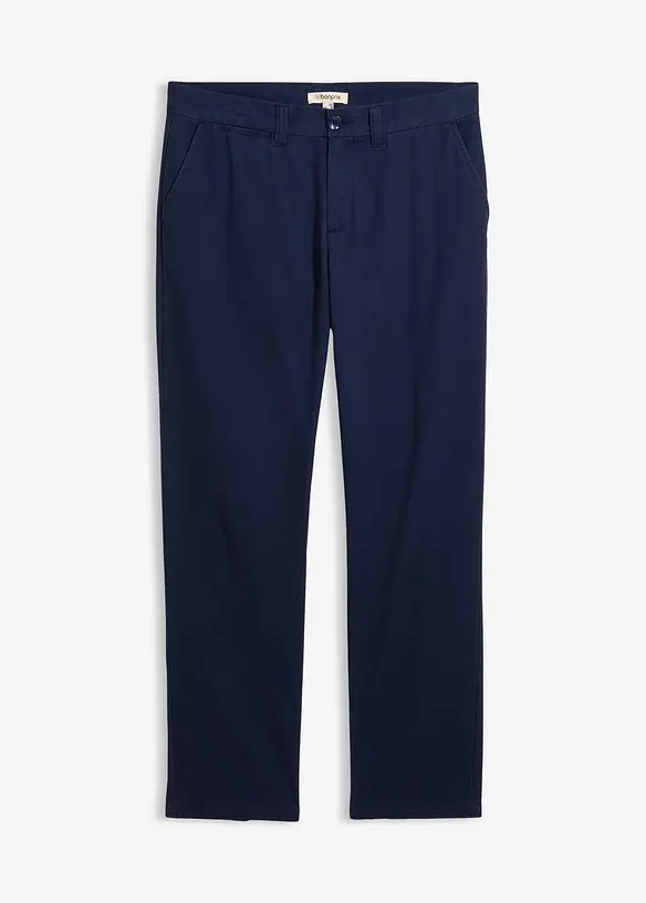 Regular-Fit Chinohose aus reiner Baumwolle, Straight in blau von vorne - bonprix