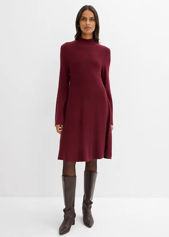Strickkleid in A-Linie aus Viskose-Mix in rot von vorne (Totalaufnahme) - bonprix Strickkleid in A-Linie aus Viskose-Mix in rot von vorne (Totalaufnahme) - bonprix