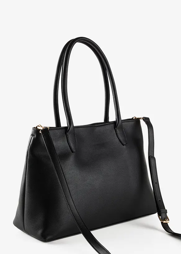 Handtasche in Lederoptik in schwarz von hinten - bonprix