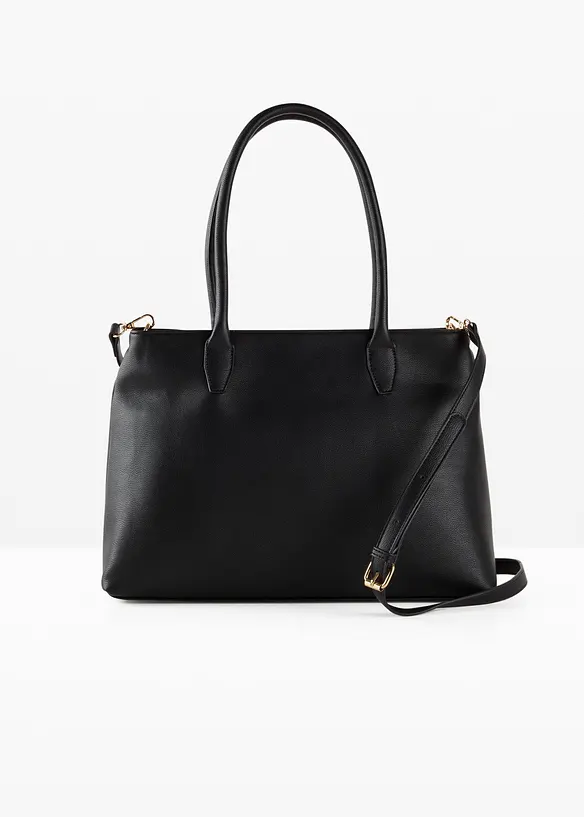 Handtasche in Lederoptik in schwarz von vorne - bonprix