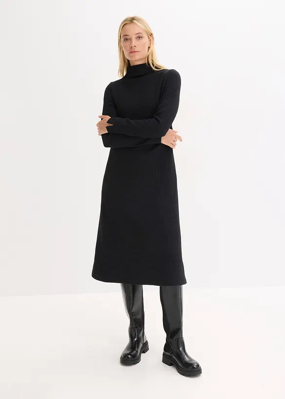 Midikleid in ausgestellter Form in schwarz von vorne (Totalaufnahme) - bonprix Midikleid in ausgestellter Form in schwarz von vorne (Totalaufnahme) - bonprix