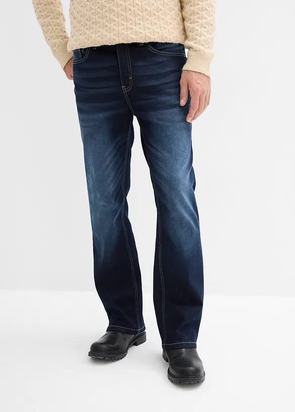 Classic-Fit-Jeans mit Dehnbund, Straight in blau von vorne - bonprix
