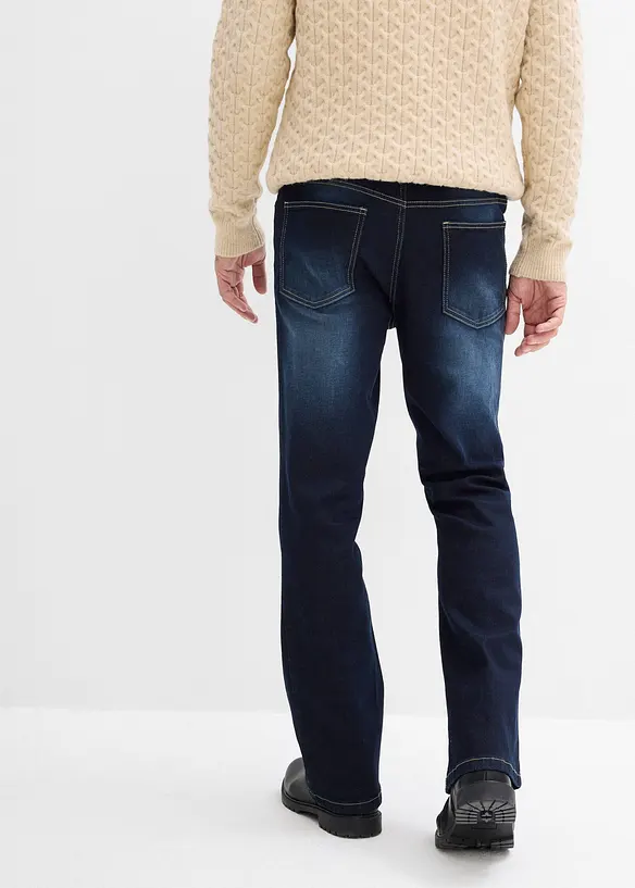 Classic-Fit-Jeans mit Dehnbund, Straight in blau von hinten - bonprix