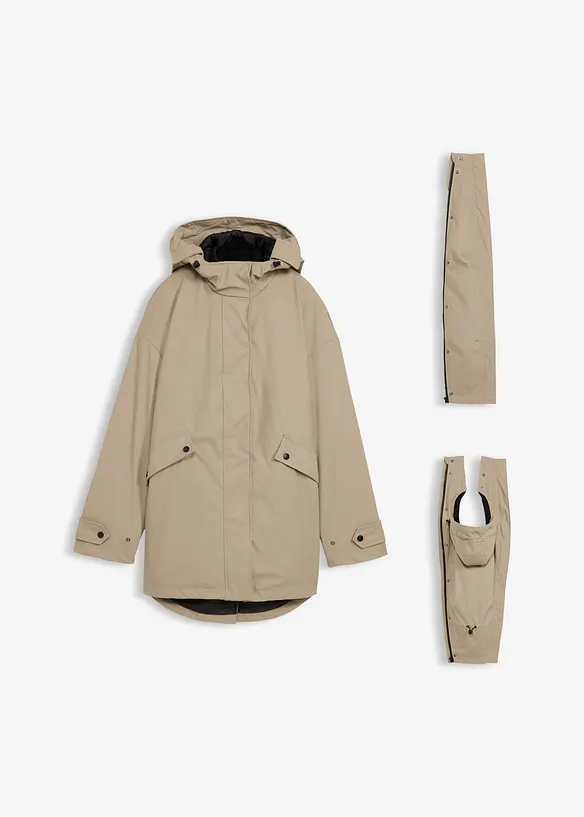 6-in-1 wasserabweisende Umstandsjacke mit Trageeinsatz und herausnehmbarer Fleecejacke in braun von vorne - bonprix 6-in-1 wasserabweisende Umstandsjacke mit Trageeinsatz und herausnehmbarer Fleecejacke in braun von vorne - bonprix
