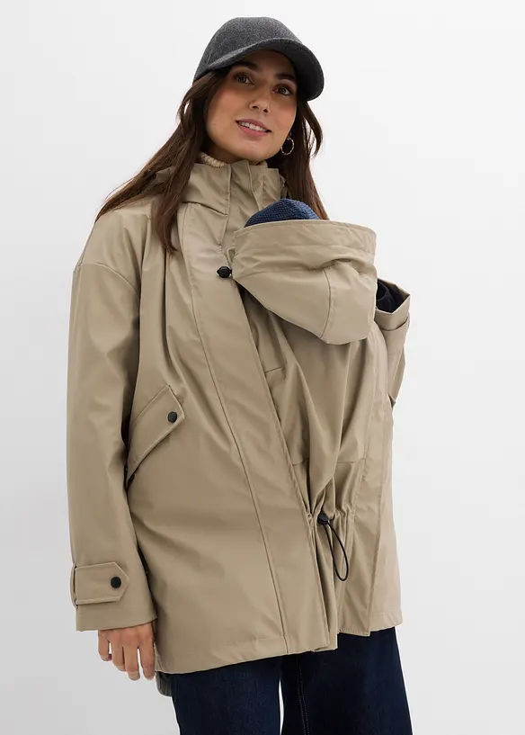 6-in-1 wasserabweisende Umstandsjacke mit Trageeinsatz und herausnehmbarer Fleecejacke in braun von vorne (im Anschnitt) - bonprix 6-in-1 wasserabweisende Umstandsjacke mit Trageeinsatz und herausnehmbarer Fleecejacke in braun von vorne (im Anschnitt) - bonprix