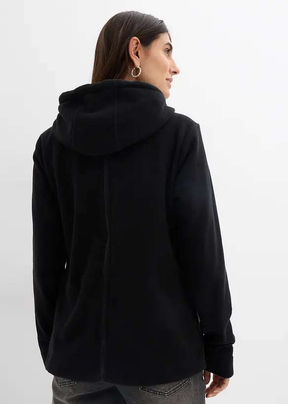4-in-1 Fleecejacke mit Babyeinsatz und Vorder- und Rückentragefunktion in schwarz von hinten (im Anschnitt) - bonprix