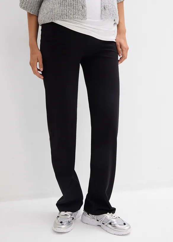 2-in-1 Jerseyhose für die Schwangerschaft und danach mit umklappbarem Bund in schwarz von vorne - bonprix 2-in-1 Jerseyhose für die Schwangerschaft und danach mit umklappbarem Bund in schwarz von vorne - bonprix