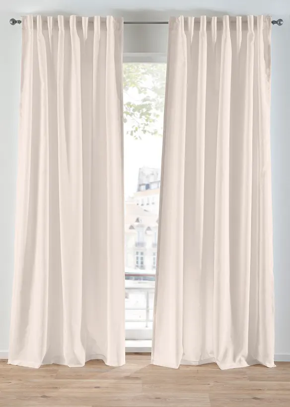 Halbtransparente Vorhänge aus recyceltem Polyester (2er Pack) in beige - bonprix