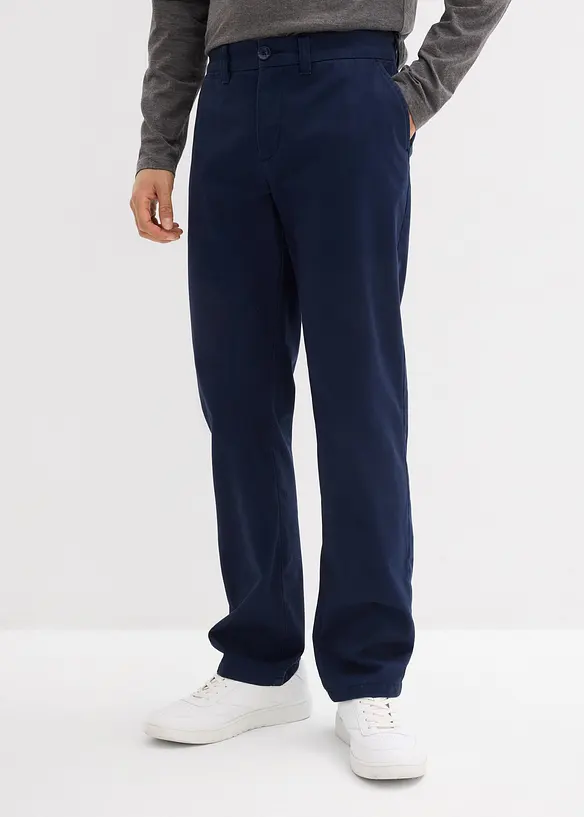 Regular-Fit Chinohose aus reiner Baumwolle, Straight in blau von vorne - bonprix