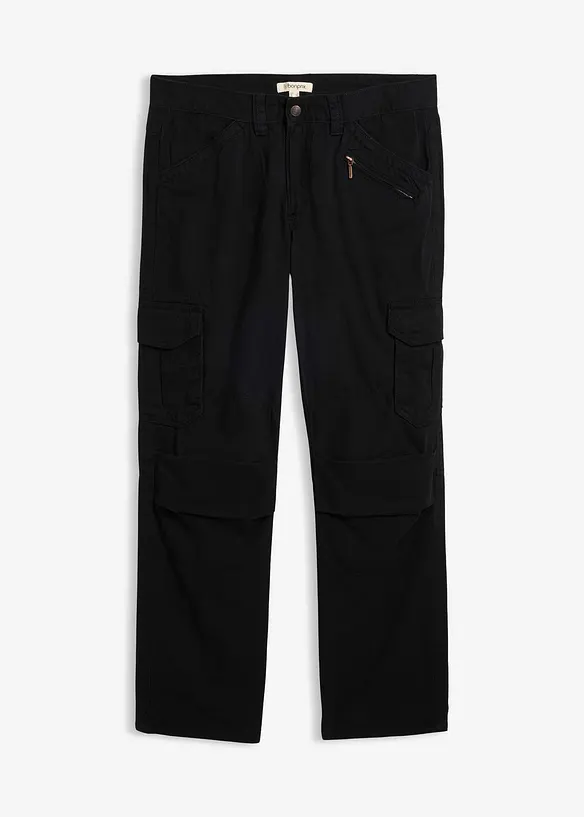 Relaxed-Fit Cargohose, Straight in schwarz von vorne - bonprix