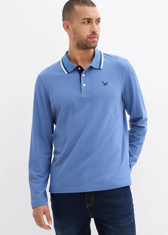Poloshirt aus reiner Bio-Baumwolle (2er Pack) in blau von vorne (im Anschnitt) - bonprix