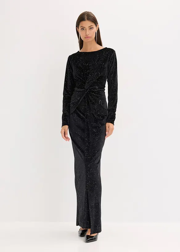 Abendkleid mit Glitzer in schwarz von vorne (Totalaufnahme) - bonprix Abendkleid mit Glitzer in schwarz von vorne (Totalaufnahme) - bonprix