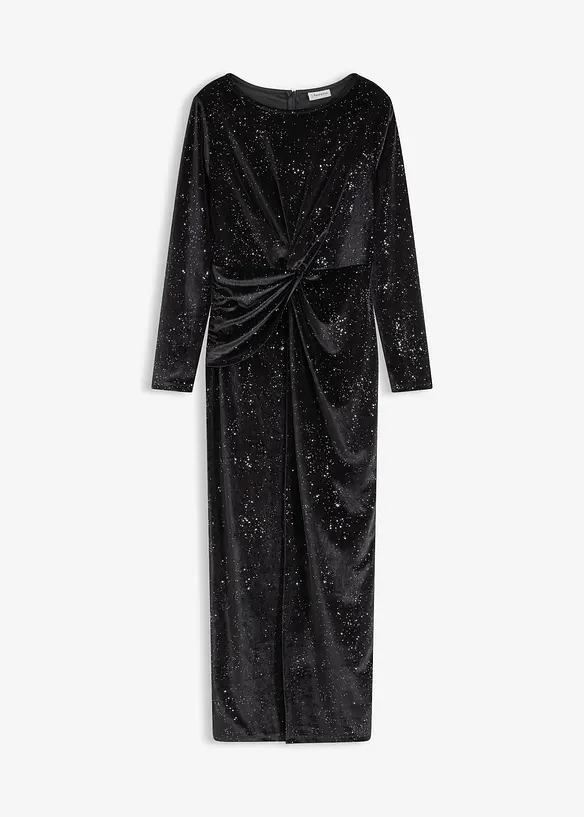 Abendkleid mit Glitzer in schwarz von vorne - bonprix Abendkleid mit Glitzer in schwarz von vorne - bonprix