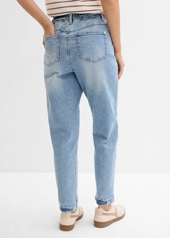 Mom Jeans High Waist, cropped in blau von hinten - bonprix Mom Jeans High Waist, cropped in blau von hinten - bonprix