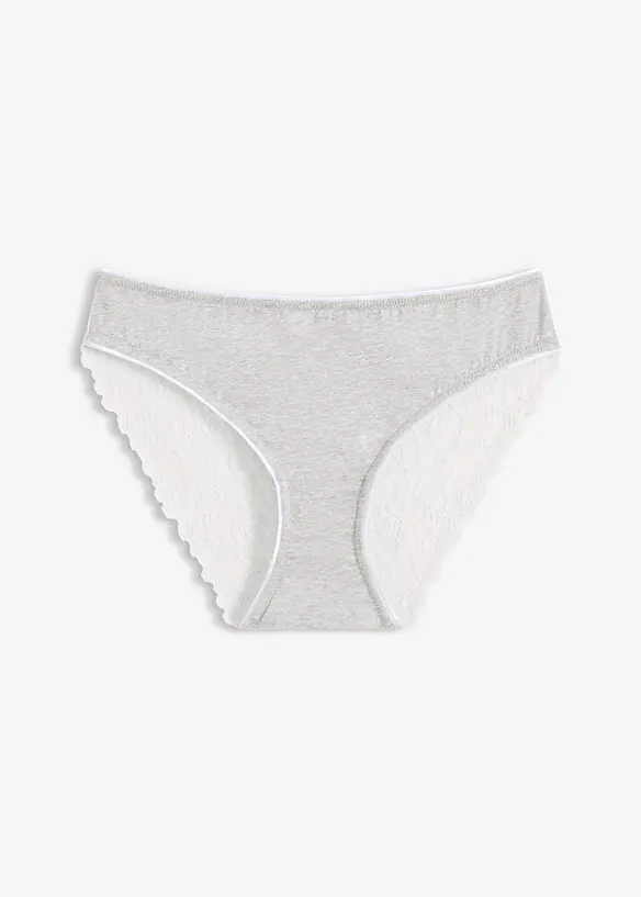 Slip mit Baumwolle und Spitze in grau von vorne - bonprix