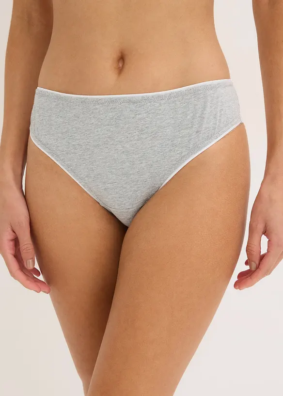 Slip mit Baumwolle und Spitze in grau von vorne - bonprix