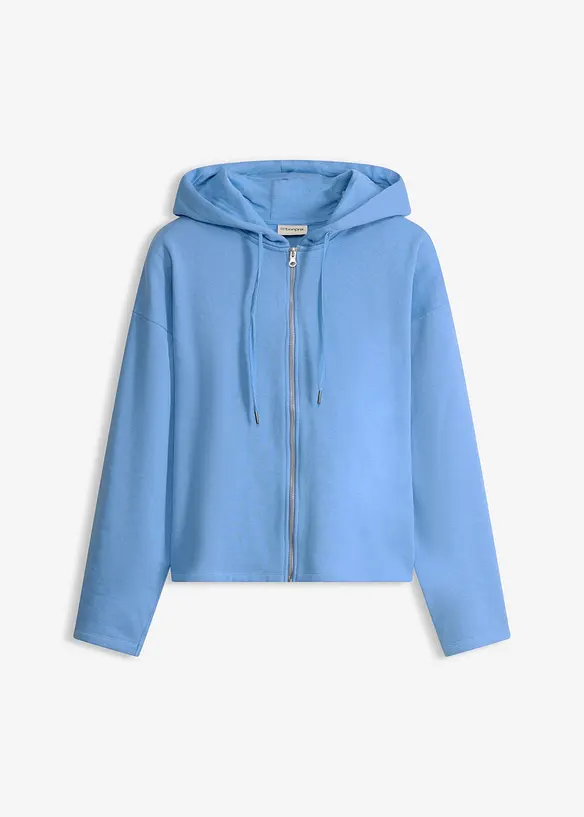 Sweatjacke mit reiner Bio-Baumwolle in blau von vorne - bonprix Sweatjacke mit reiner Bio-Baumwolle in blau von vorne - bonprix