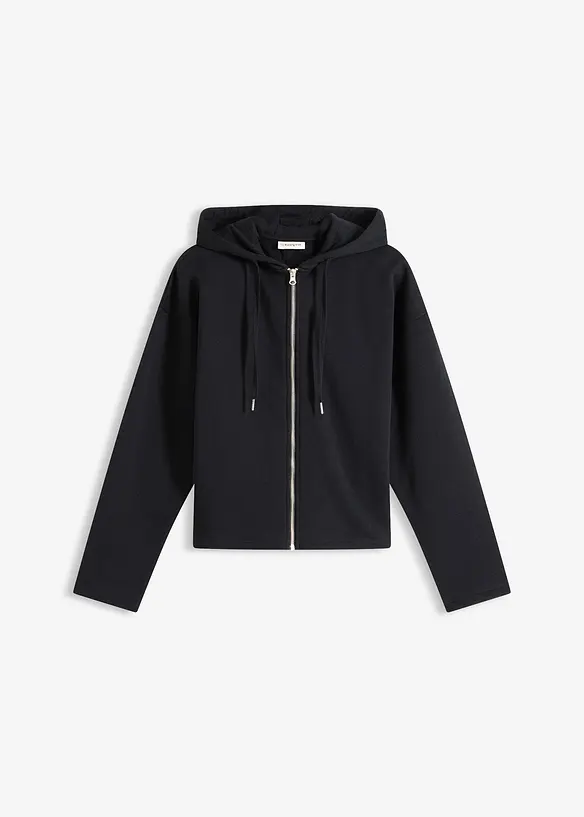 Sweatjacke mit reiner Bio-Baumwolle in schwarz von vorne - bonprix Sweatjacke mit reiner Bio-Baumwolle in schwarz von vorne - bonprix