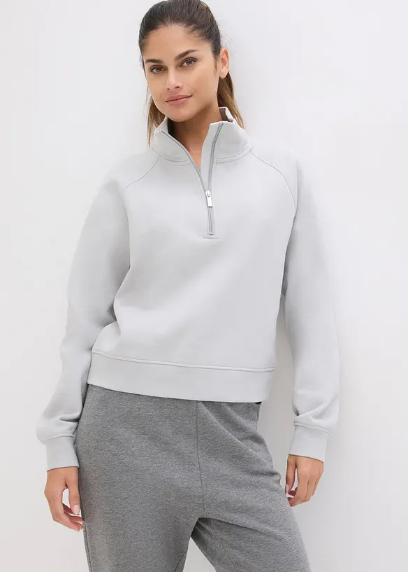Sweatshirt aus reiner Bio-Baumwolle in grau von vorne (im Anschnitt) - bonprix