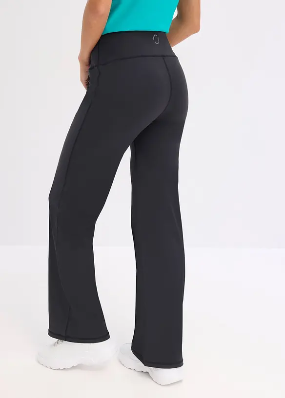Sport-Leggings aus stabilem Baumwollgriff und geradem Bein in schwarz von hinten - bonprix